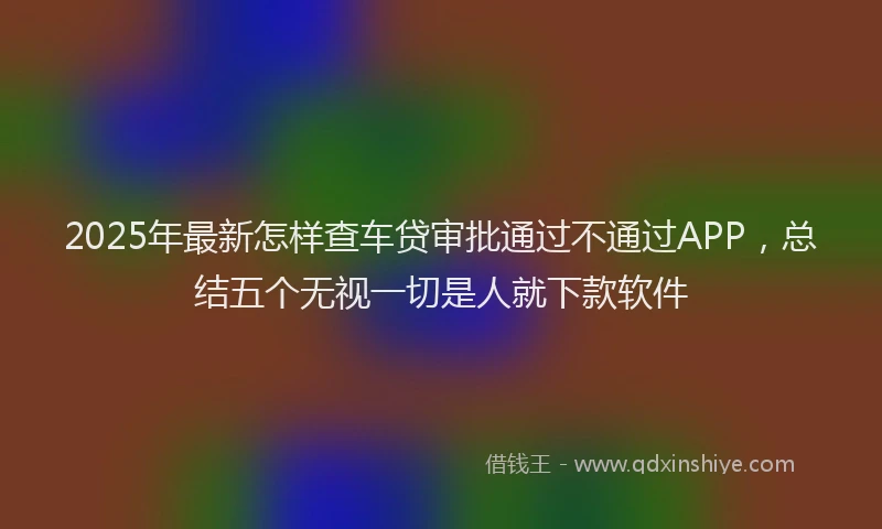 2025年最新怎样查车贷审批通过不通过APP，总结五个无视一切是人就下款软件