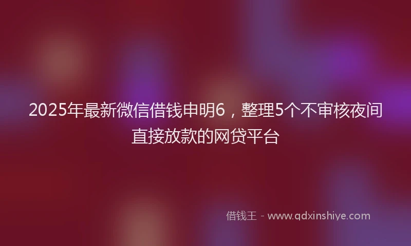 2025年最新微信借钱申明6，整理5个不审核夜间直接放款的网贷平台