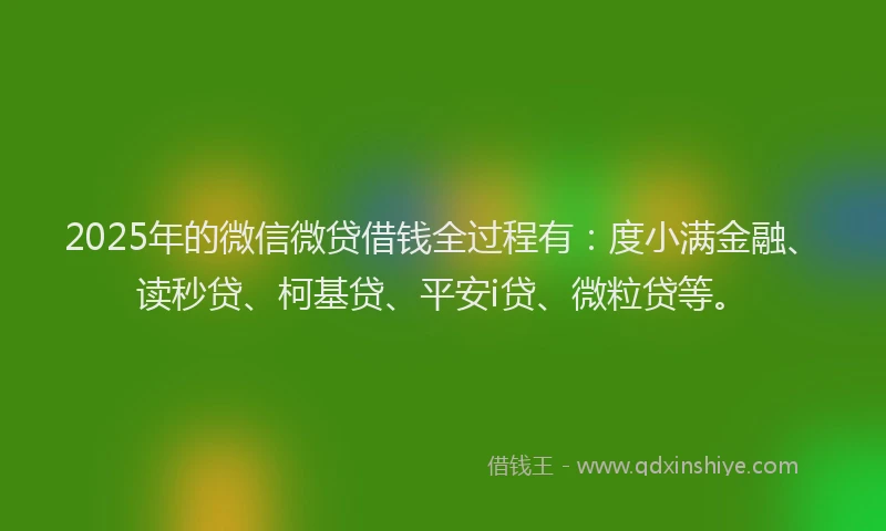 2025年的微信微贷借钱全过程有：度小满金融、读秒贷、柯基贷、平安i贷、微粒贷等。