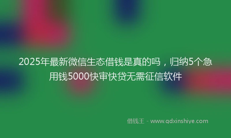 2025年最新微信生态借钱是真的吗，归纳5个急用钱5000快审快贷无需征信软件