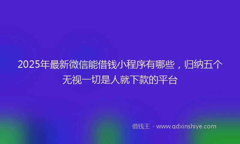 2025年最新微信能借钱小程序有哪些，归纳五个无视一切是人就下款的平台