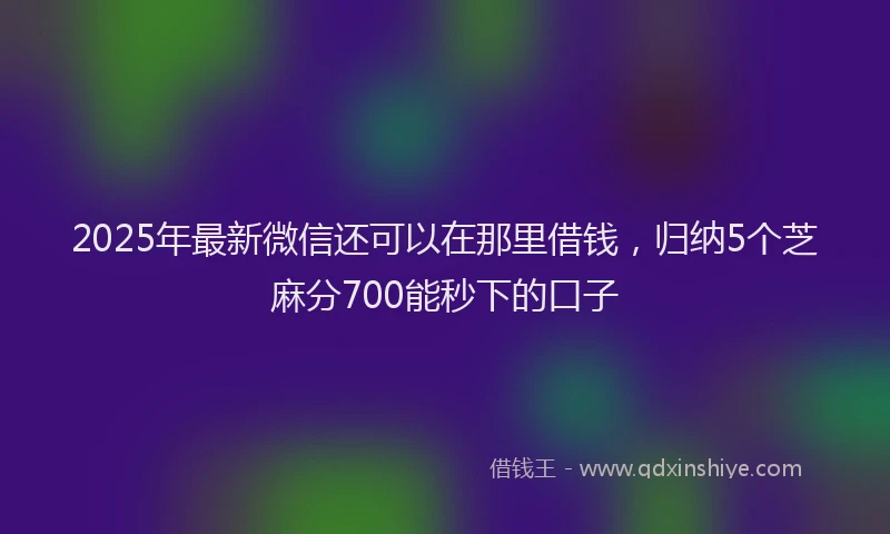 2025年最新微信还可以在那里借钱，归纳5个芝麻分700能秒下的口子