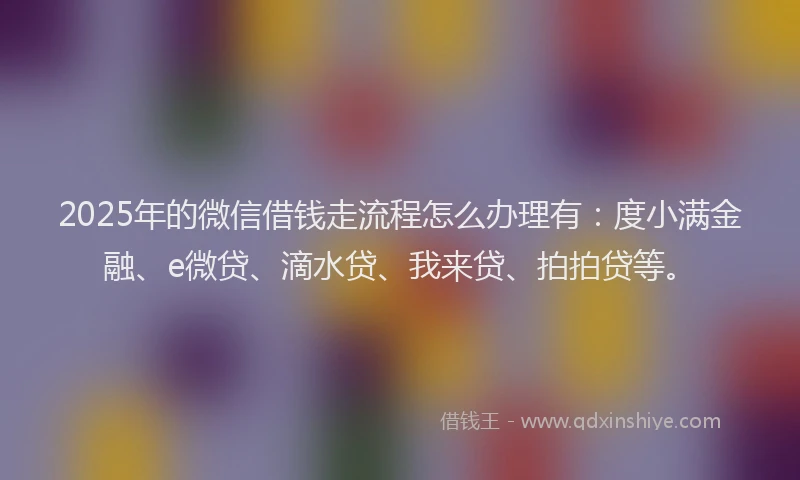 2025年的微信借钱走流程怎么办理有：度小满金融、e微贷、滴水贷、我来贷、拍拍贷等。