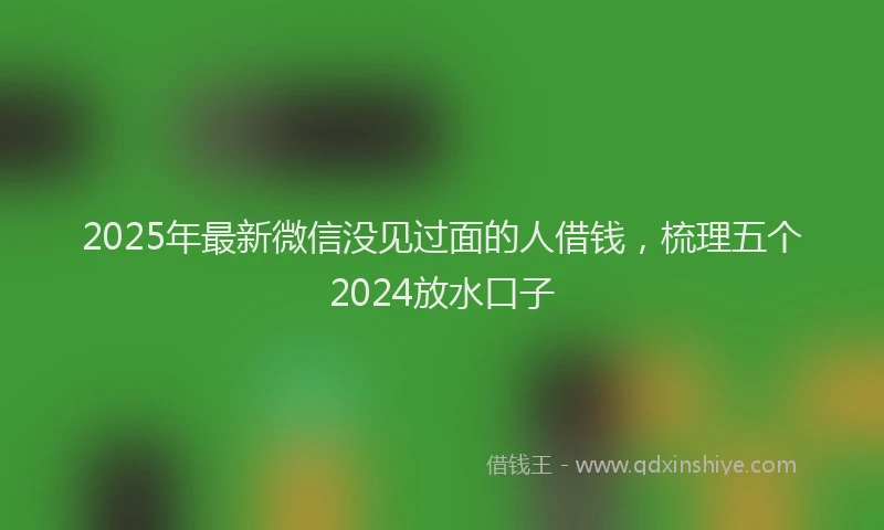 2025年最新微信没见过面的人借钱，梳理五个2024放水口子