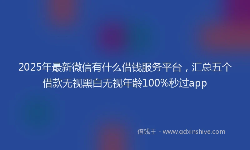 2025年最新微信有什么借钱服务平台，汇总五个借款无视黑白无视年龄100%秒过app