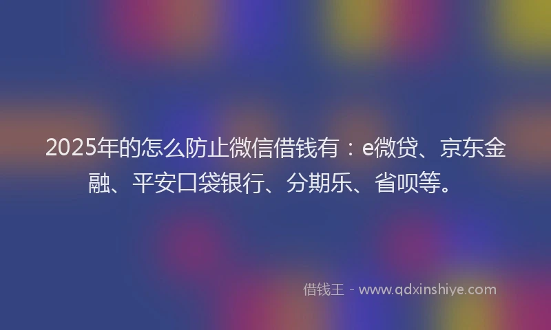 2025年的怎么防止微信借钱有：e微贷、京东金融、平安口袋银行、分期乐、省呗等。