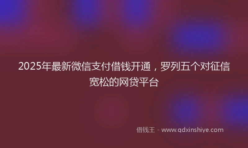 2025年最新微信支付借钱开通，罗列五个对征信宽松的网贷平台