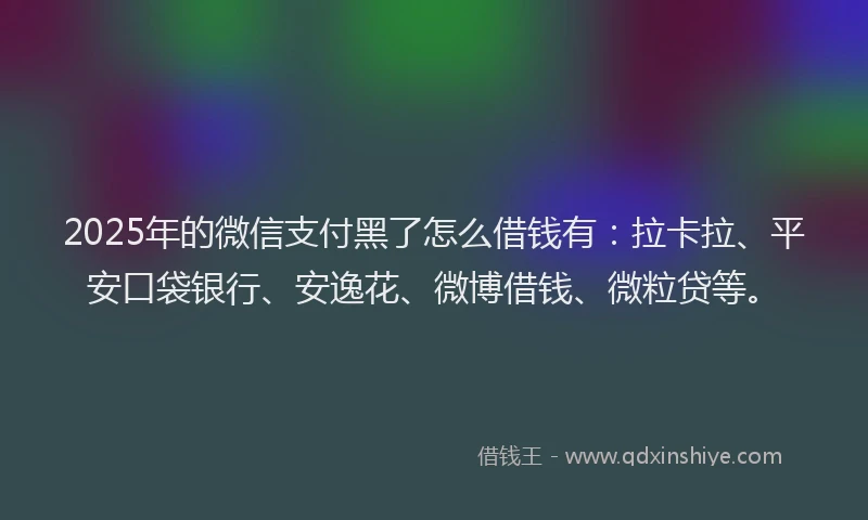 2025年的微信支付黑了怎么借钱有：拉卡拉、平安口袋银行、安逸花、微博借钱、微粒贷等。