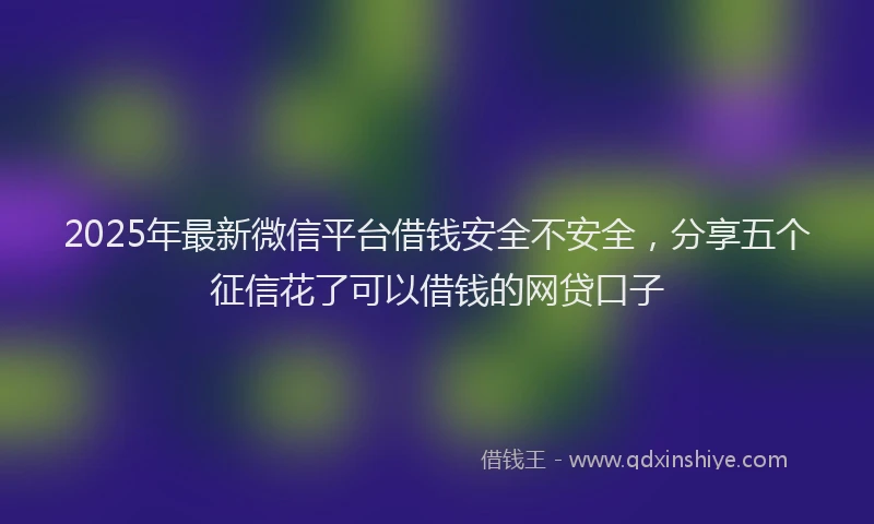 2025年最新微信平台借钱安全不安全，分享五个征信花了可以借钱的网贷口子