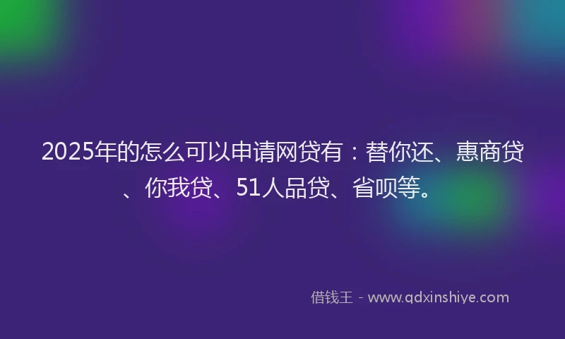 2025年的怎么可以申请网贷有：替你还、惠商贷、你我贷、51人品贷、省呗等。