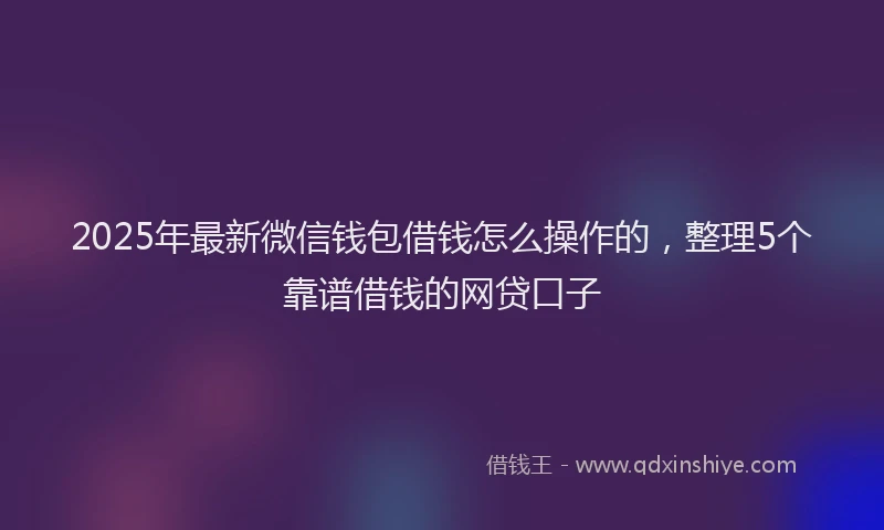 2025年最新微信钱包借钱怎么操作的，整理5个靠谱借钱的网贷口子