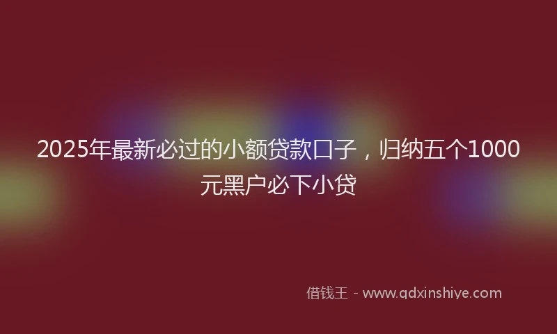 2025年最新必过的小额贷款口子，归纳五个1000元黑户必下小贷