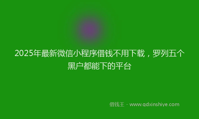 2025年最新微信小程序借钱不用下载，罗列五个黑户都能下的平台