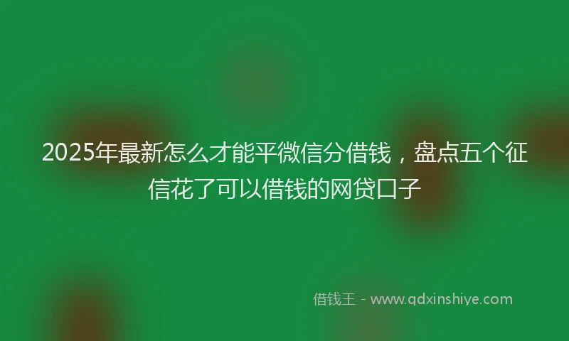 2025年最新怎么才能平微信分借钱，盘点五个征信花了可以借钱的网贷口子