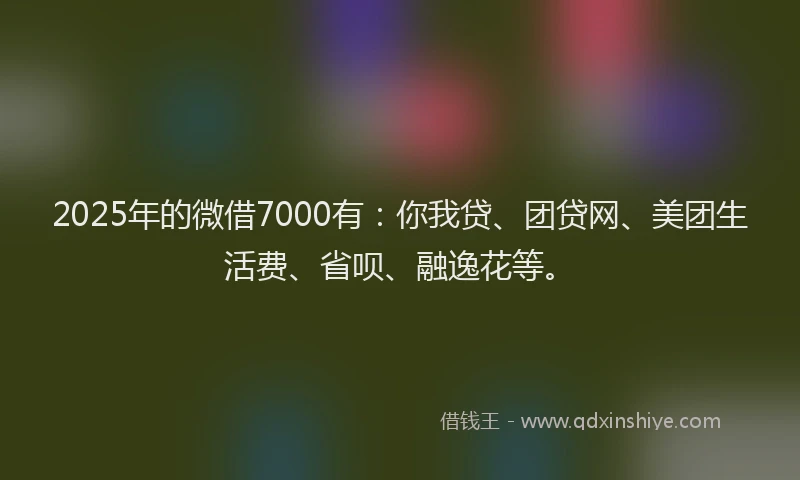 2025年的微借7000有：你我贷、团贷网、美团生活费、省呗、融逸花等。