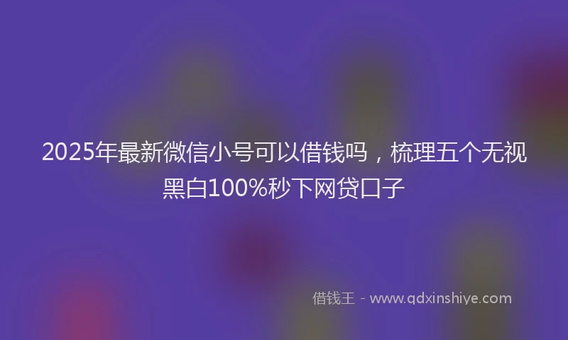 2025年最新微信小号可以借钱吗，梳理五个无视黑白100%秒下网贷口子