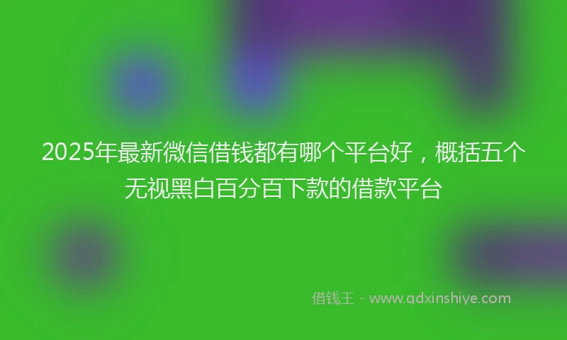2025年最新微信借钱都有哪个平台好，概括五个无视黑白百分百下款的借款平台