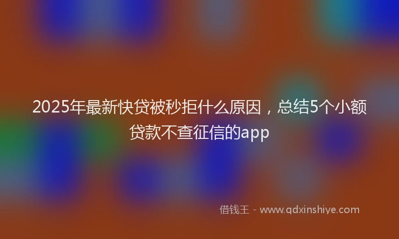 2025年最新快贷被秒拒什么原因，总结5个小额贷款不查征信的app