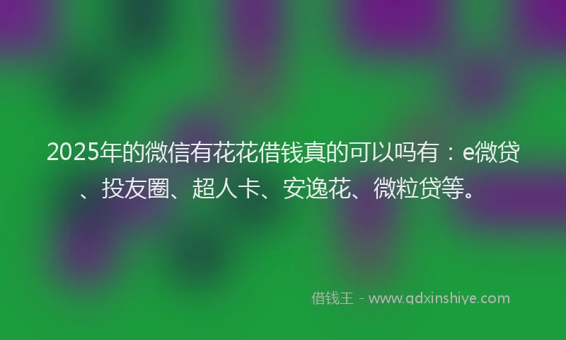 2025年的微信有花花借钱真的可以吗有：e微贷、投友圈、超人卡、安逸花、微粒贷等。