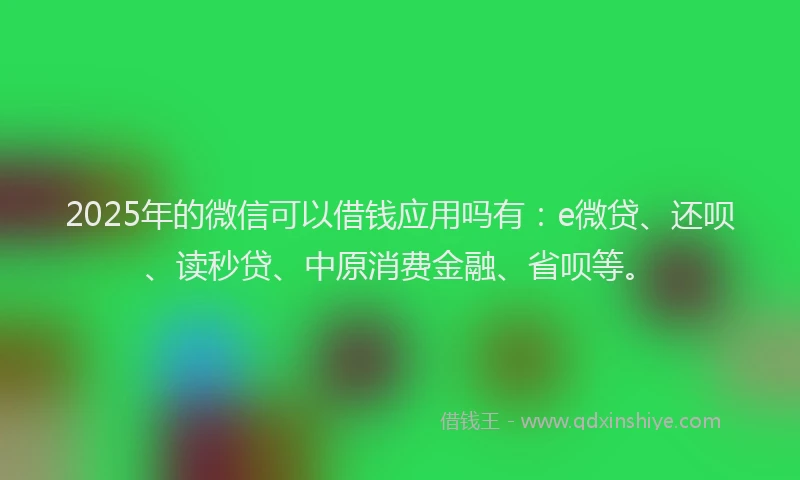 2025年的微信可以借钱应用吗有：e微贷、还呗、读秒贷、中原消费金融、省呗等。