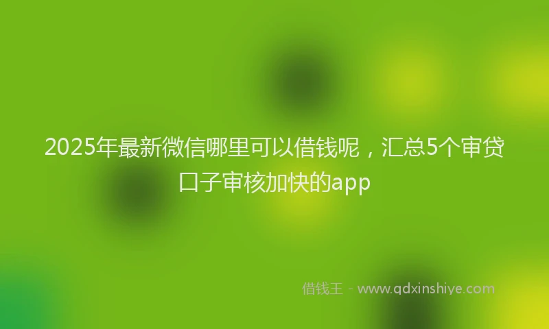 2025年最新微信哪里可以借钱呢，汇总5个审贷口子审核加快的app