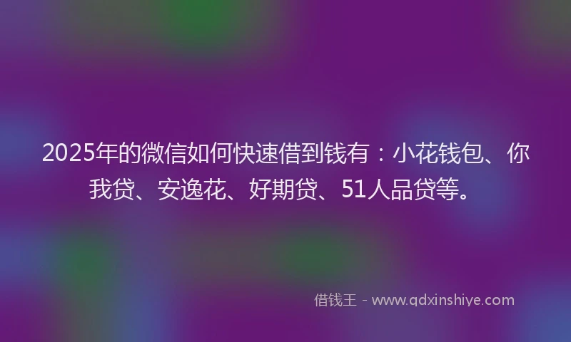 2025年的微信如何快速借到钱有：小花钱包、你我贷、安逸花、好期贷、51人品贷等。