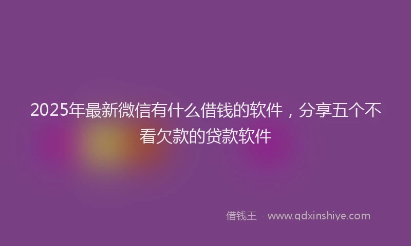 2025年最新微信有什么借钱的软件，分享五个不看欠款的贷款软件