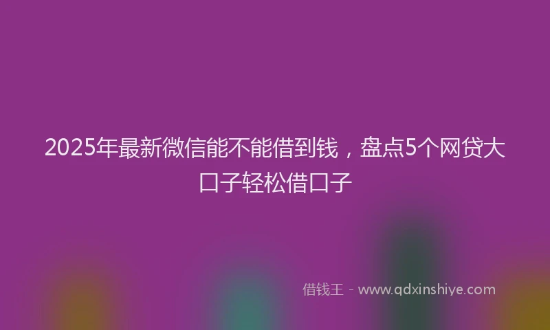 2025年最新微信能不能借到钱，盘点5个网贷大口子轻松借口子