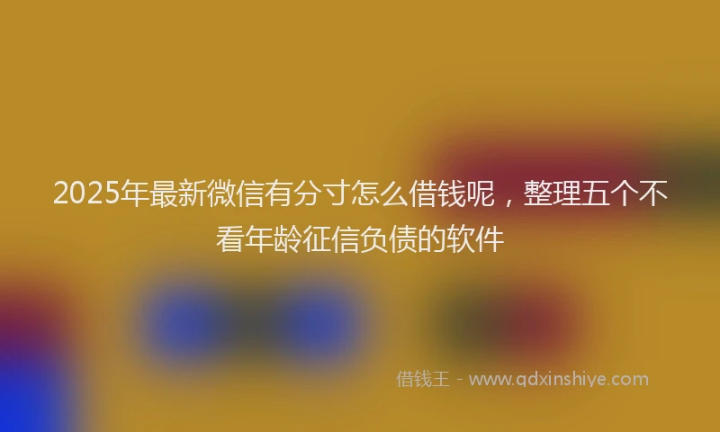 2025年最新微信有分寸怎么借钱呢，整理五个不看年龄征信负债的软件