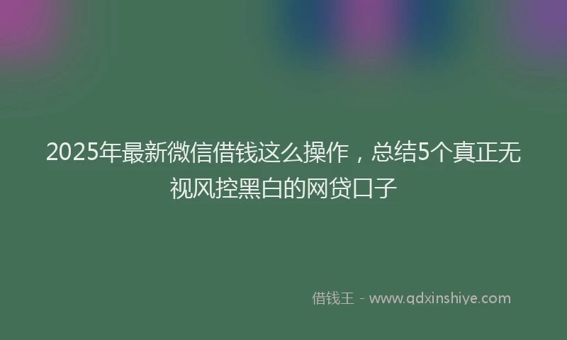 2025年最新微信借钱这么操作，总结5个真正无视风控黑白的网贷口子