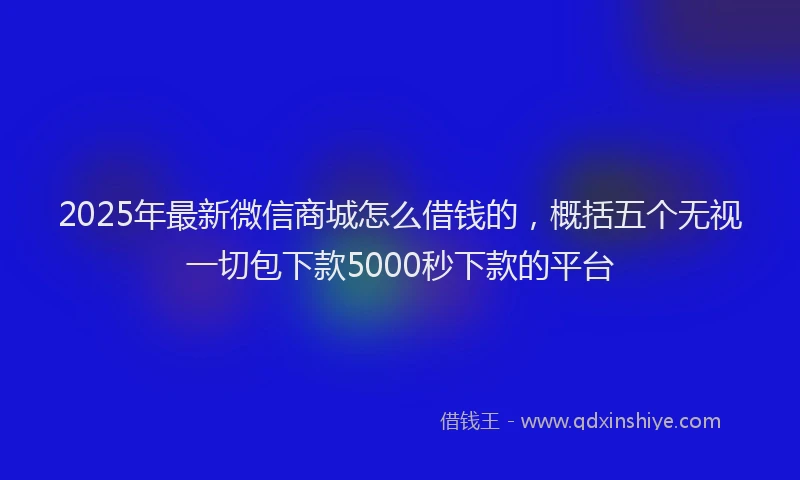 2025年最新微信商城怎么借钱的，概括五个无视一切包下款5000秒下款的平台