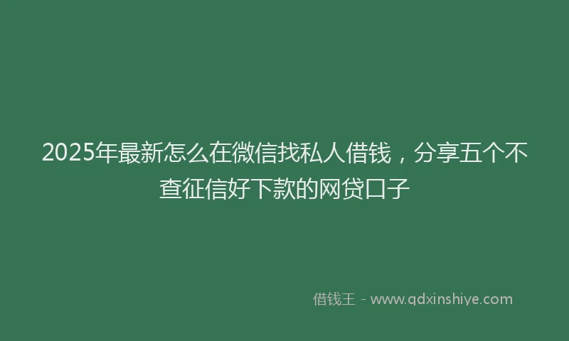 2025年最新怎么在微信找私人借钱，分享五个不查征信好下款的网贷口子