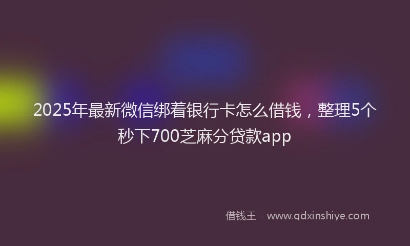 2025年最新微信绑着银行卡怎么借钱，整理5个秒下700芝麻分贷款app