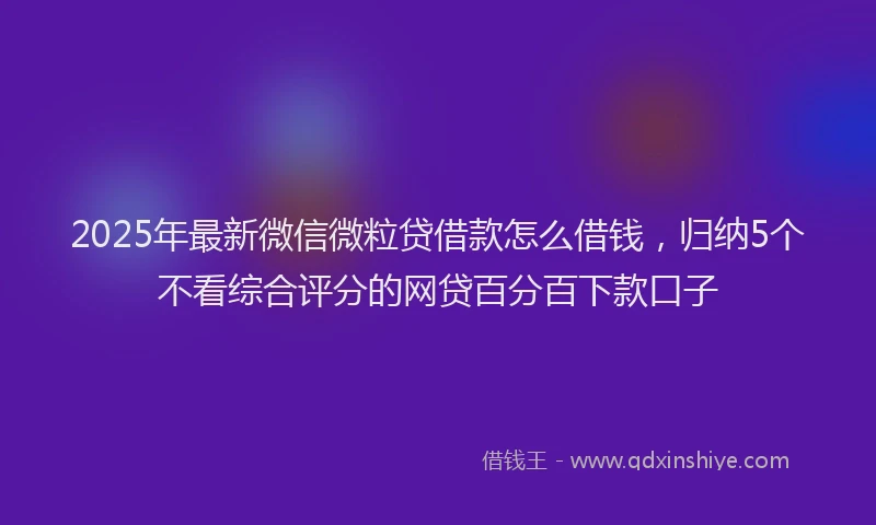 2025年最新微信微粒贷借款怎么借钱，归纳5个不看综合评分的网贷百分百下款口子