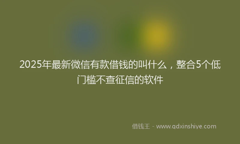 2025年最新微信有款借钱的叫什么，整合5个低门槛不查征信的软件