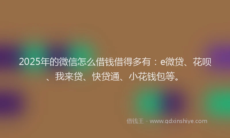 2025年的微信怎么借钱借得多有：e微贷、花呗、我来贷、快贷通、小花钱包等。