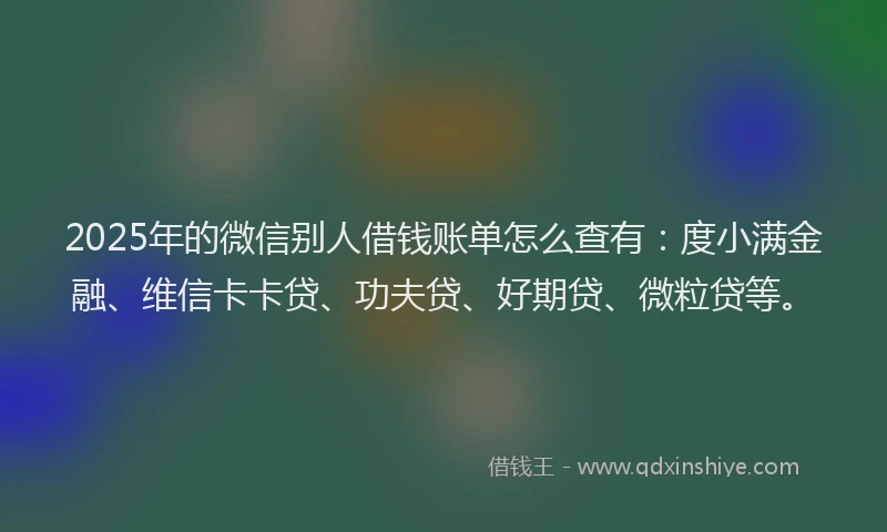 2025年的微信别人借钱账单怎么查有：度小满金融、维信卡卡贷、功夫贷、好期贷、微粒贷等。