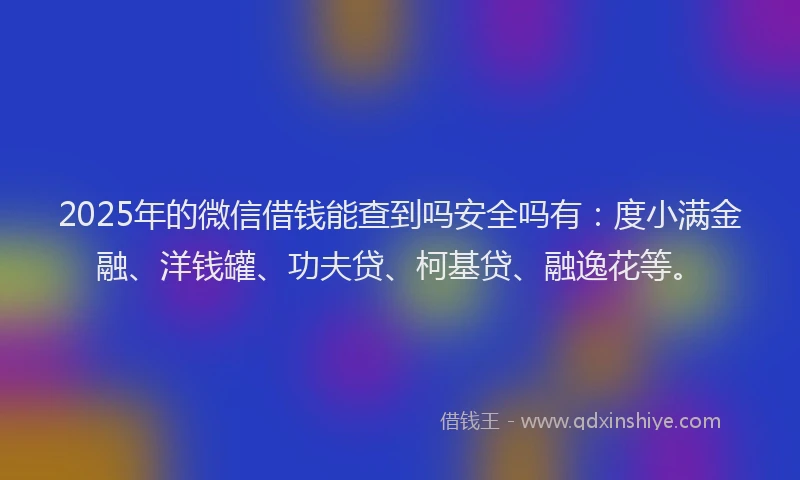 2025年的微信借钱能查到吗安全吗有：度小满金融、洋钱罐、功夫贷、柯基贷、融逸花等。