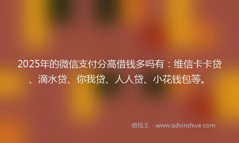 2025年的微信支付分高借钱多吗有：维信卡卡贷、滴水贷、你我贷、人人贷、小花钱包等。