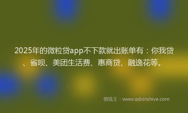 2025年的微粒贷app不下款就出账单有：你我贷、省呗、美团生活费、惠商贷、融逸花等。