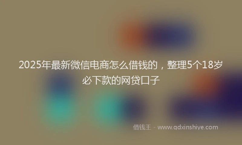 2025年最新微信电商怎么借钱的，整理5个18岁必下款的网贷口子