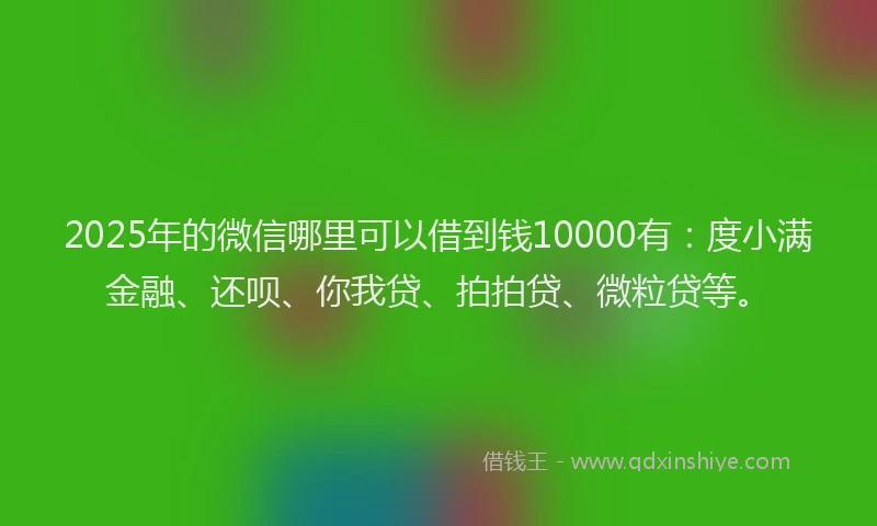 2025年的微信哪里可以借到钱10000有：度小满金融、还呗、你我贷、拍拍贷、微粒贷等。