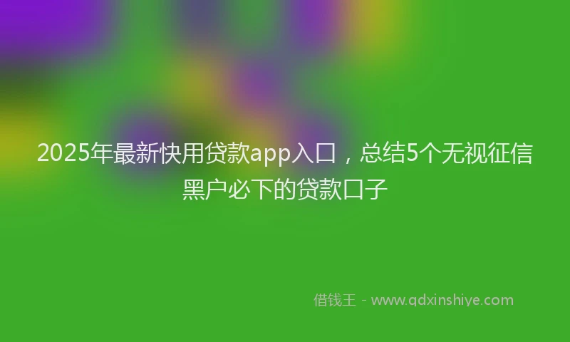 2025年最新快用贷款app入口，总结5个无视征信黑户必下的贷款口子