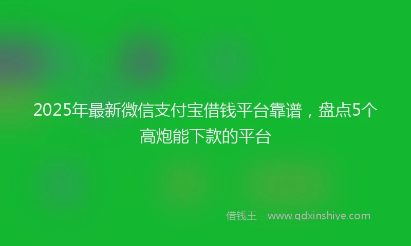2025年最新微信支付宝借钱平台靠谱，盘点5个高炮能下款的平台