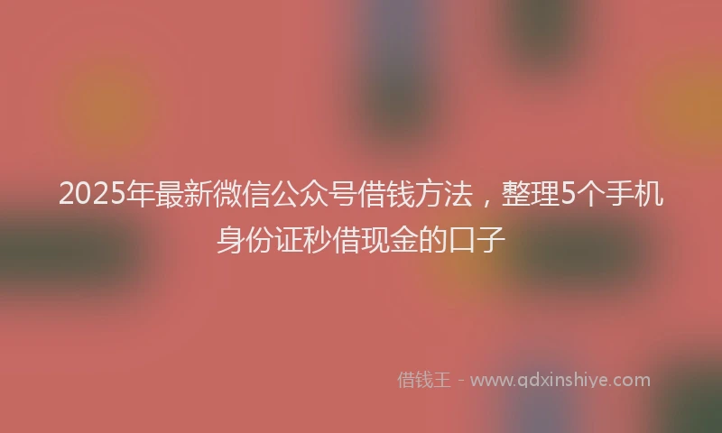 2025年最新微信公众号借钱方法，整理5个手机身份证秒借现金的口子