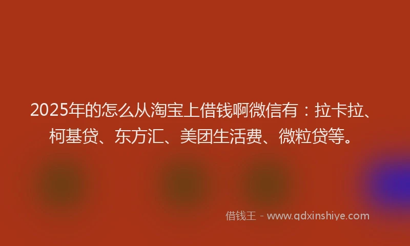 2025年的怎么从淘宝上借钱啊微信有：拉卡拉、柯基贷、东方汇、美团生活费、微粒贷等。