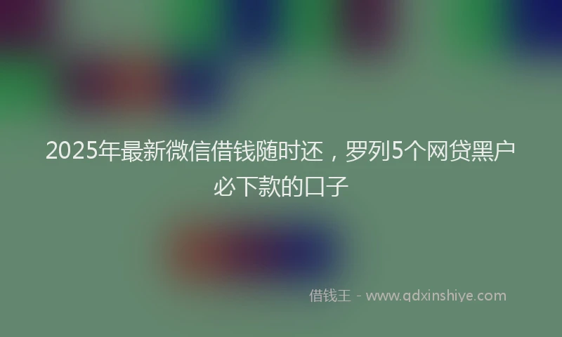 2025年最新微信借钱随时还，罗列5个网贷黑户必下款的口子