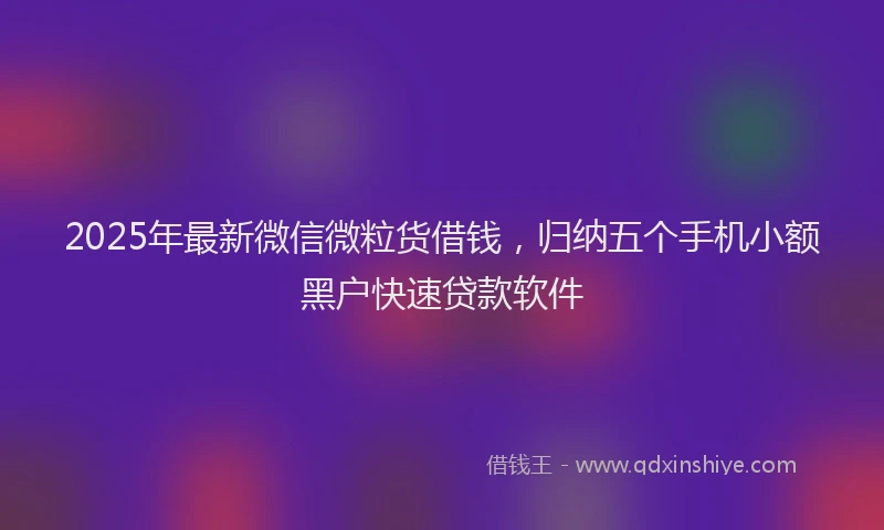 2025年最新微信微粒货借钱，归纳五个手机小额黑户快速贷款软件