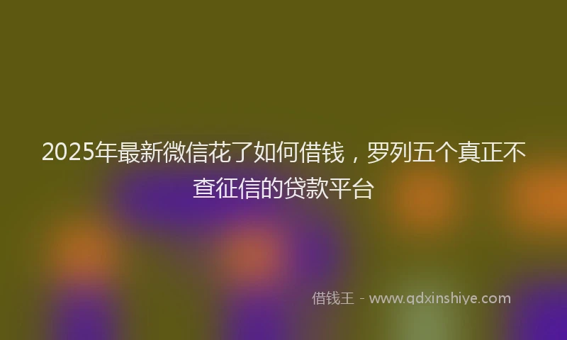2025年最新微信花了如何借钱，罗列五个真正不查征信的贷款平台