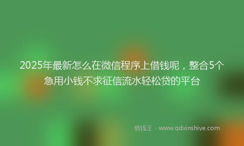 2025年最新怎么在微信程序上借钱呢，整合5个急用小钱不求征信流水轻松贷的平台